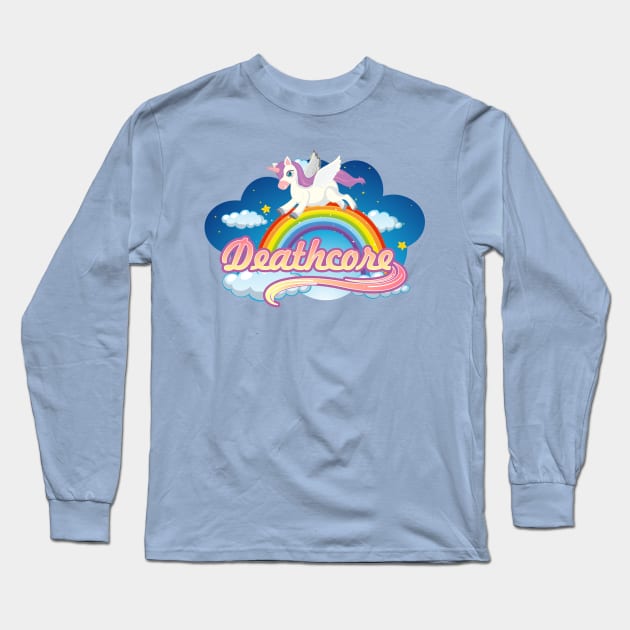 Deathcore Rainbow Unicorn Long Sleeve T-Shirt by argobel13